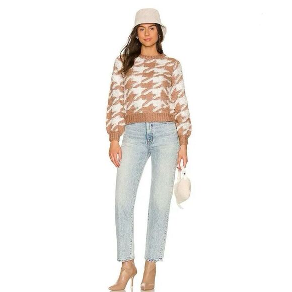 LINE & DOT Houndstooth Plush Sweater Tan Size S - Picture 12 of 12